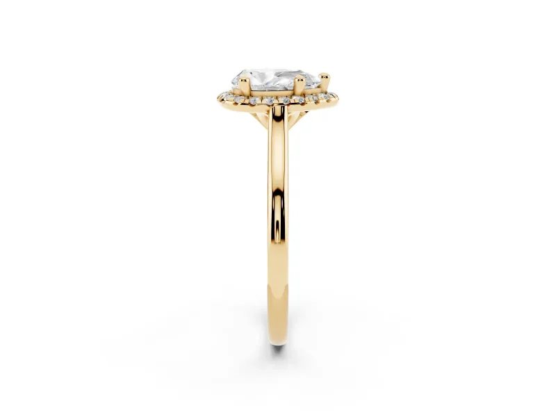 Pear-Shaped Halo Engagement Ring Setting | Plain Polished Band | Yellow Gold