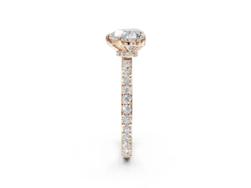Heart-Shaped Hidden Halo Engagement Ring Setting | Rose Gold