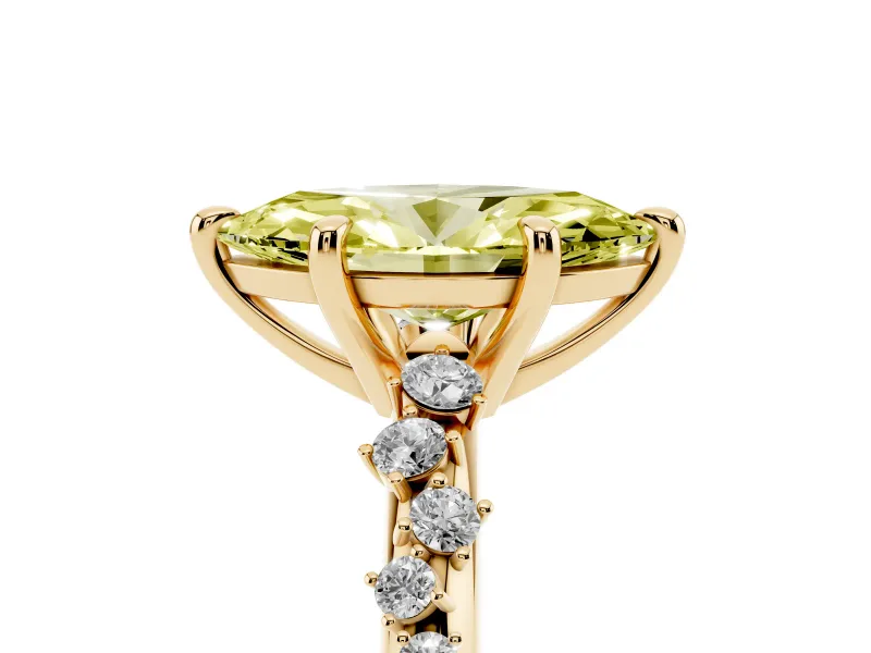 Marquise Graduated Accent Engagement Ring Setting for a Fancy Yellow Lab-Grown Diamond | Yellow Gold