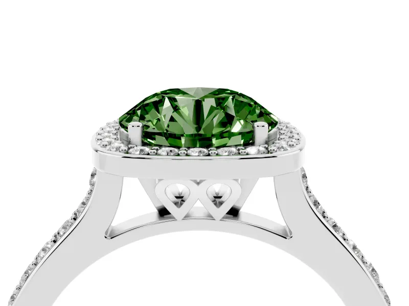 Round Halo Engagement Ring Setting for a Fancy Green Lab-Grown Diamond | White Gold - Design NV-24729