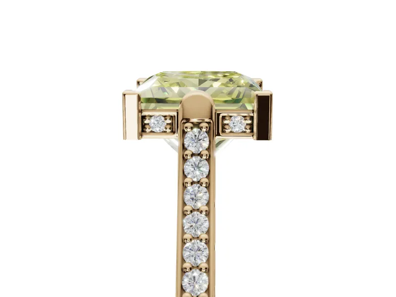 Princess Cut Vintage Cathedral Engagement Ring Setting for a Fancy Yellow Lab-Grown Diamond | Carved Band | Yellow Gold