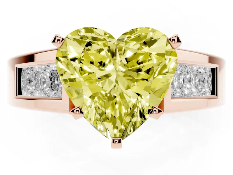 Heart-Shaped Channel-Set Engagement Ring Setting for a Fancy Yellow Lab-Grown Diamond | Rose Gold