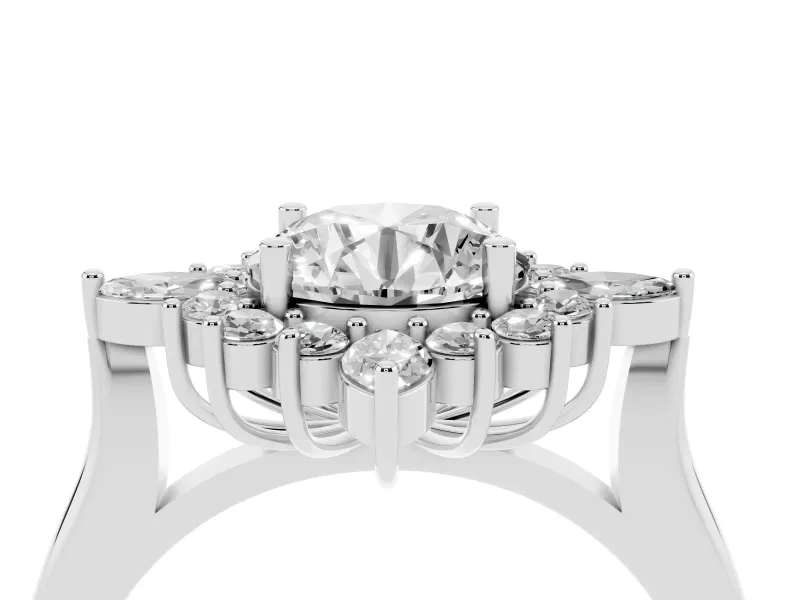 Round Cluster Halo Engagement Ring Setting | Platinum