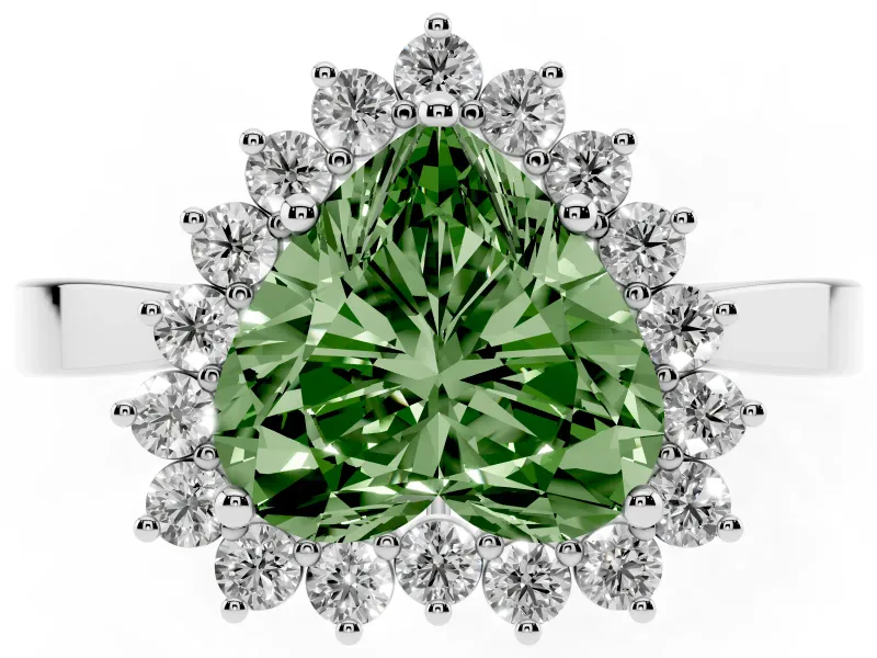 Heart-Shaped Scalloped Halo Engagement Ring Setting for a Fancy Green Lab-Grown Diamond | White Gold