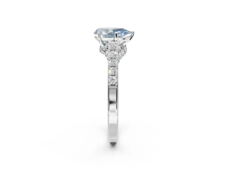 Pear-Shaped Pavé Engagement Ring Setting for a Fancy Blue Lab-Grown Diamond | Crossover Gallery | Sterling Silver