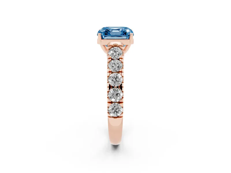 Asscher Cut Engagement Ring Setting for a Fancy Blue Lab-Grown Diamond | Rose Gold - Design NV-24643