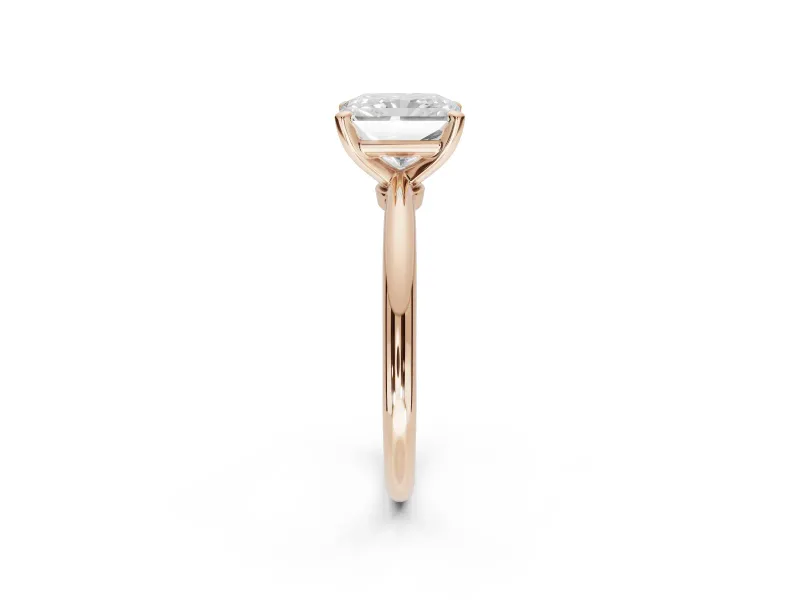 Radiant Cut Solitaire Engagement Ring Setting | Tapered Plain Band | Rose Gold