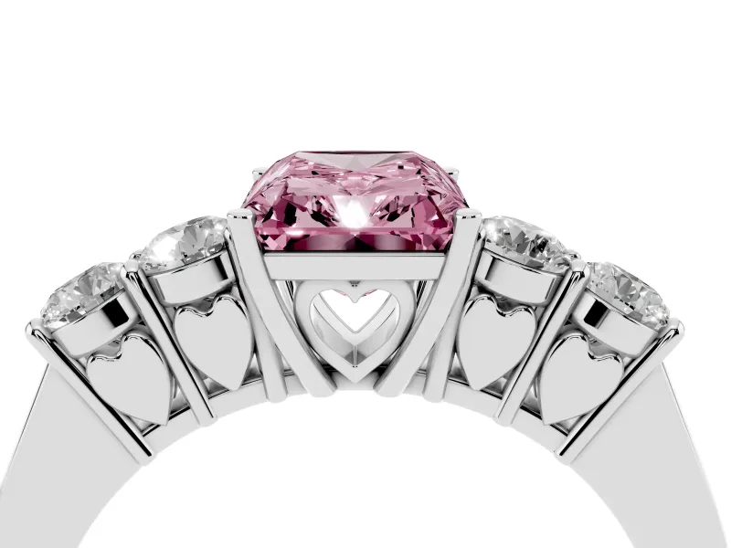Radiant Cut 5 Stone Engagement Ring Setting for a Fancy Pink Lab-Grown Diamond | Platinum