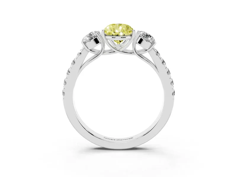 Pear-Shaped Engagement Ring Setting for a Fancy Yellow Lab-Grown Diamond | Three Stone | Platinum