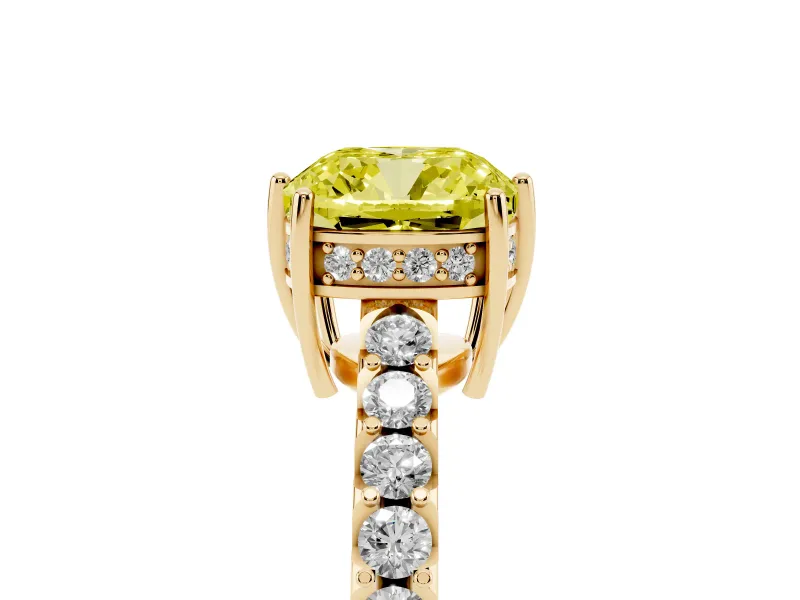 Cushion Cut Engagement Ring Setting for a Fancy Yellow Lab-Grown Diamond | Yellow Gold - Design NV-24649