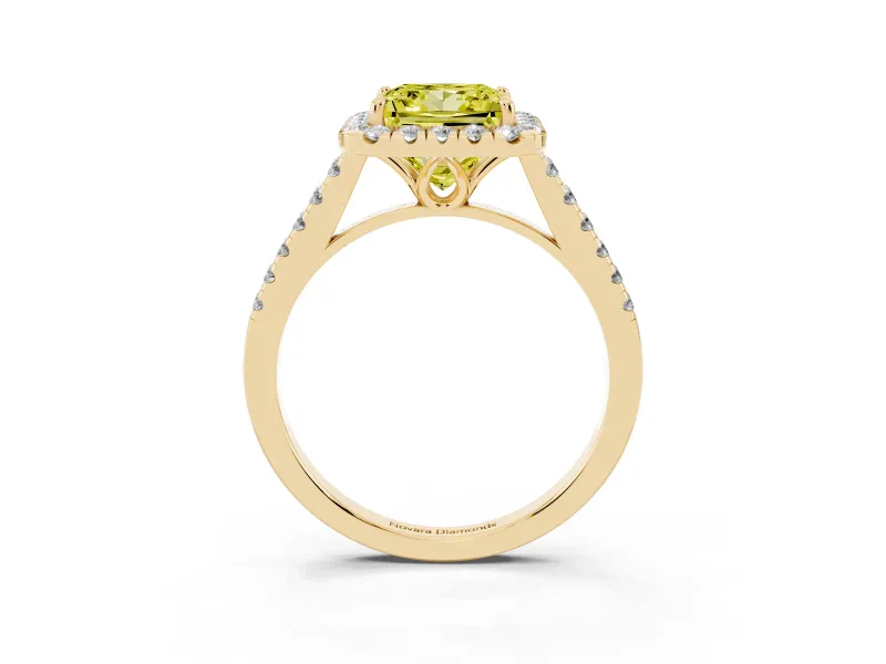 Princess Cut Raised Halo Engagement Ring Setting for a Fancy Yellow Lab-Grown Diamond | Yellow Gold