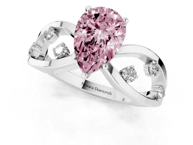 Pear-Shaped Loop Engagement Ring Setting for a Fancy Pink Lab-Grown Diamond | Platinum