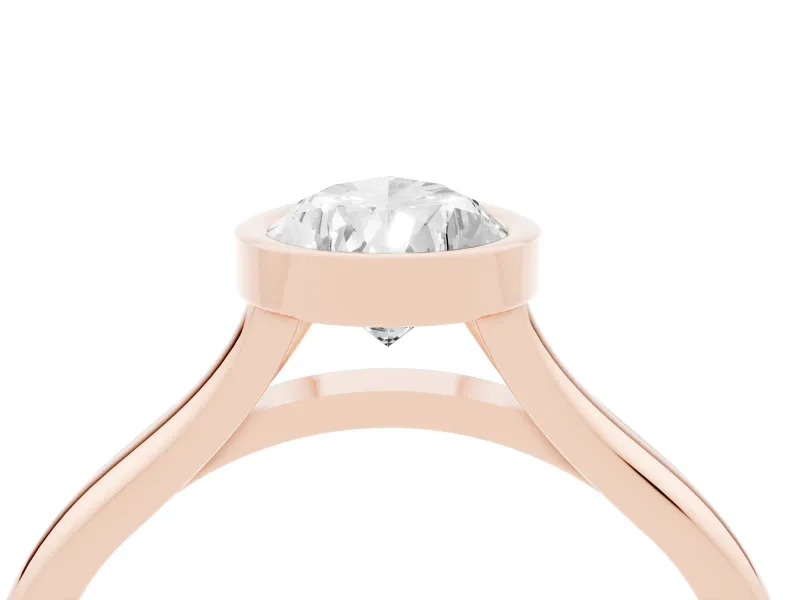 Pear-Shaped Bezel Solitaire Engagement Ring Setting | V Split Shank | Rose Gold