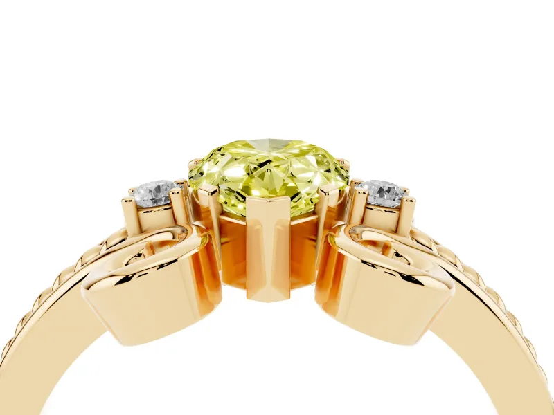Pear-Shaped Scroll Engagement Ring Setting for a Fancy Yellow Lab-Grown Diamond | Yellow Gold