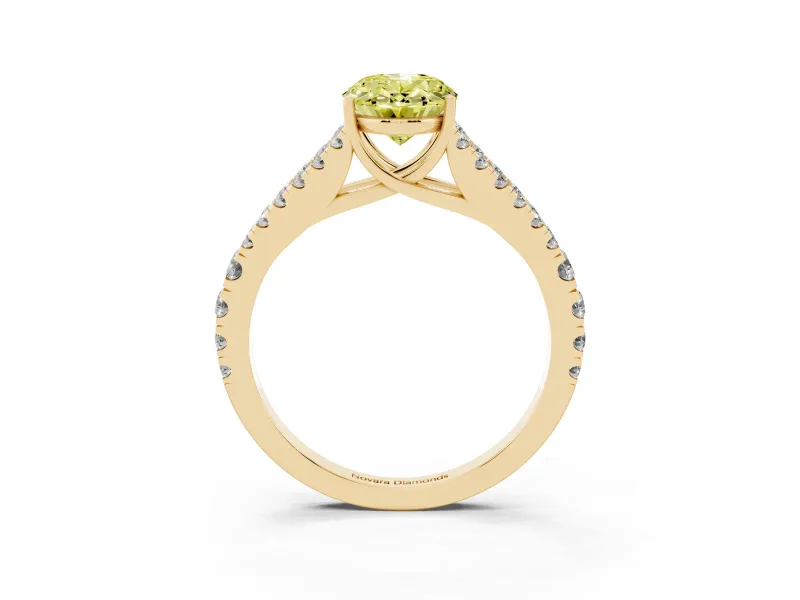 Oval Graduated Split Shank Engagement Ring Setting for a Fancy Yellow Lab-Grown Diamond | Yellow Gold