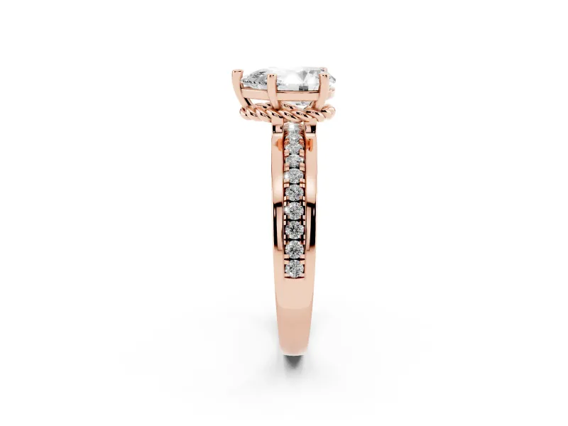Pear-Shaped Channel Set Solitaire Engagement Ring Setting | Rope Collar Head | Rose Gold