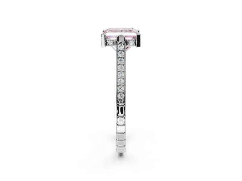 Princess Cut Engagement Ring Setting for a Fancy Pink Lab-Grown Diamond | Sterling Silver - Design NV-24586