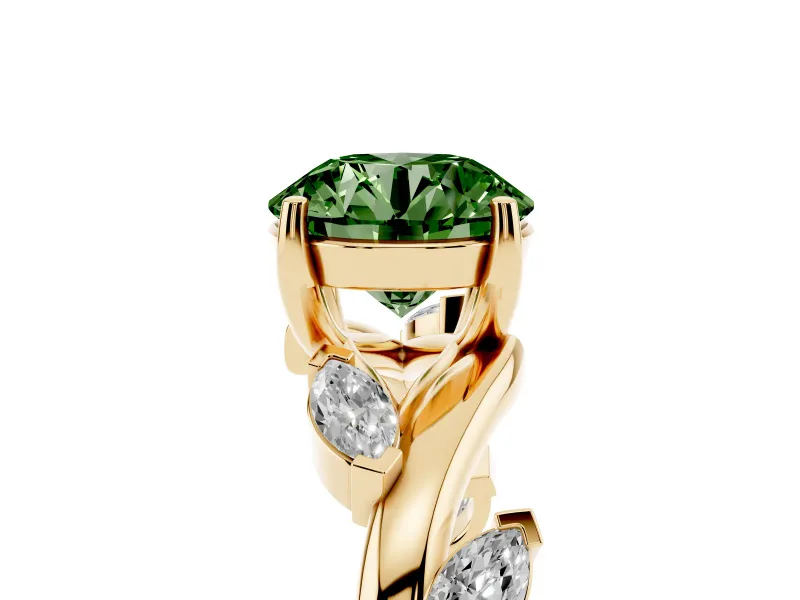 Round Twisted Vine Engagement Ring Setting for a Fancy Green Lab-Grown Diamond | Yellow Gold