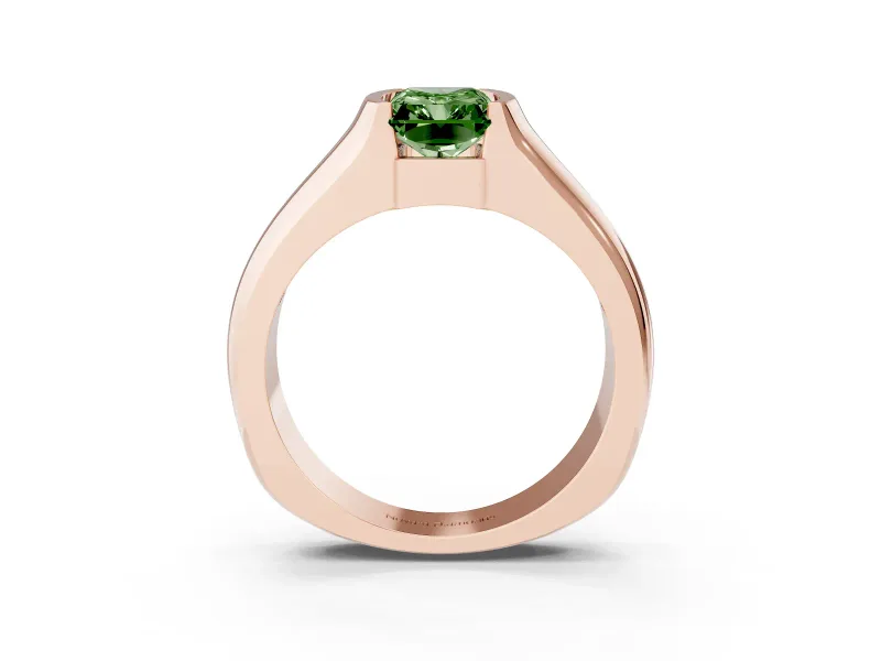 Radiant Cut Half Bezel Solitaire Engagement Ring Setting for a Fancy Green Lab-Grown Diamond | Wide Band | Rose Gold