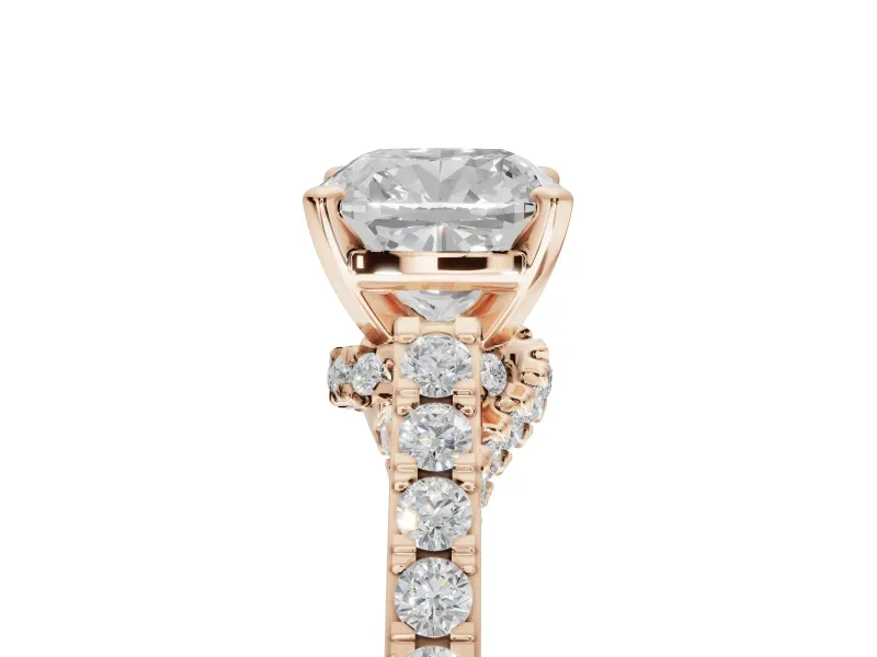 Cushion Cut Pavé Solitaire Engagement Ring Setting | Crossover Gallery | Rose Gold