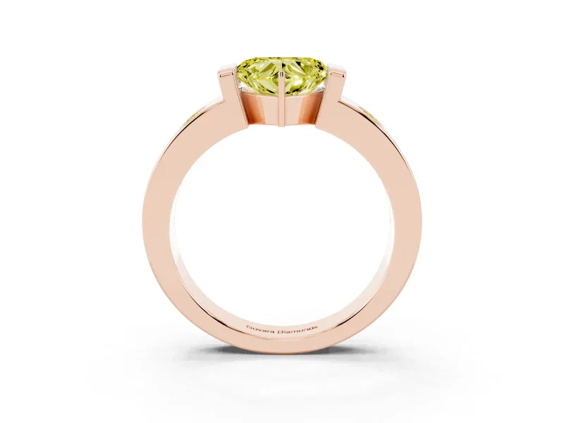 Heart-Shaped Tension Style Engagement Ring Setting for a Fancy Yellow Lab-Grown Diamond | Rose Gold