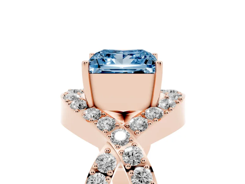 Princess Cut Infinity Twist Engagement Ring Setting for a Fancy Blue Lab-Grown Diamond | Rose Gold