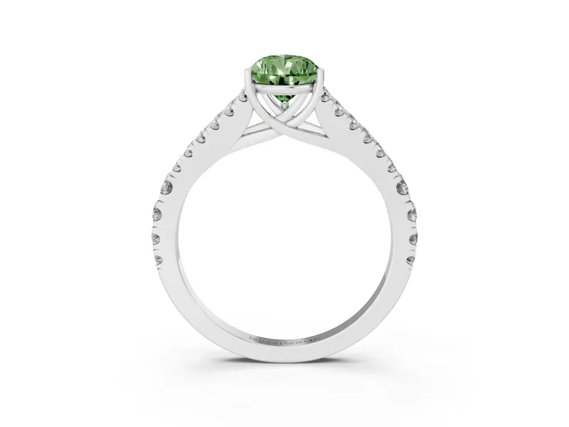 Pear-Shaped Graduated Split Shank Engagement Ring Setting for a Fancy Green Lab-Grown Diamond | Sterling Silver