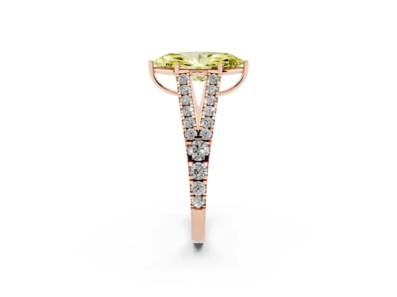 Marquise Graduated Split Shank Engagement Ring Setting for a Fancy Yellow Lab-Grown Diamond | Rose Gold