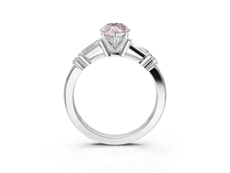 Marquise Tapered Baguette Engagement Ring Setting for a Fancy Pink Lab-Grown Diamond | Platinum