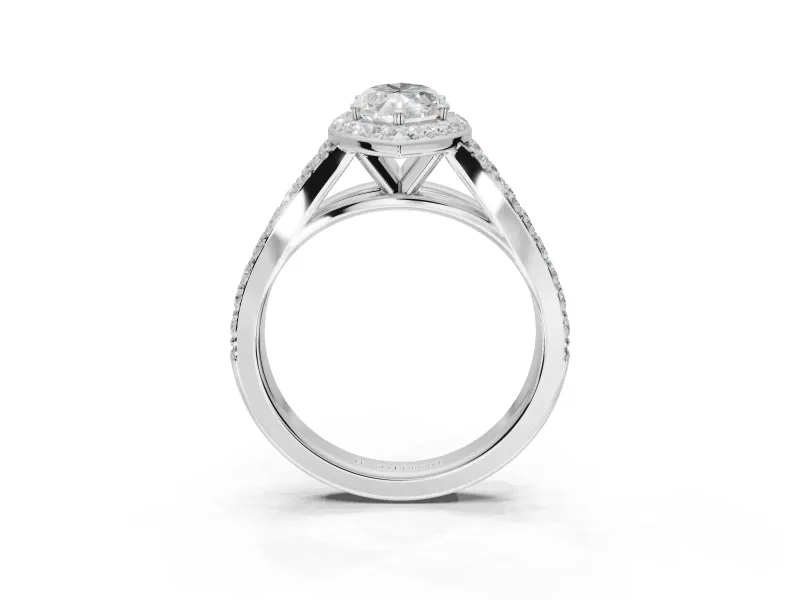 Marquise Halo Pavé Engagement Ring Setting | Narrow Split Shank | Platinum