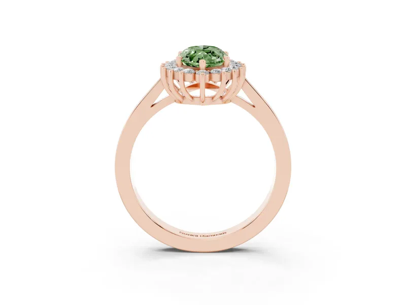 Marquise Scalloped Halo Engagement Ring Setting for a Fancy Green Lab-Grown Diamond | Rose Gold