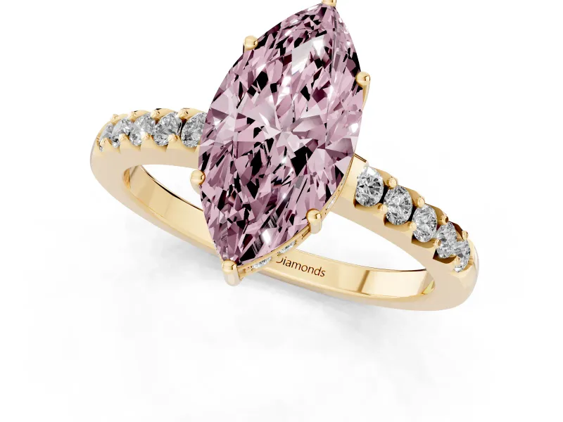 Marquise Engagement Ring Setting for a Fancy Pink Lab-Grown Diamond | Yellow Gold - Design NV-24649