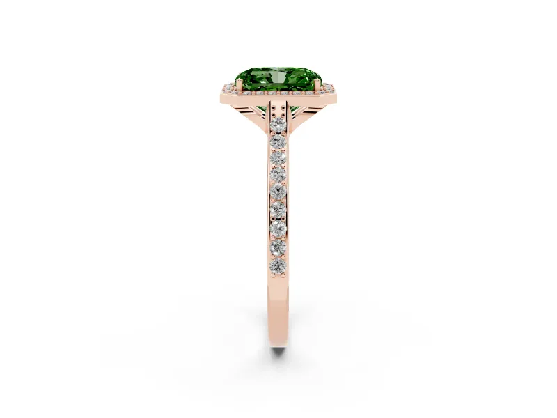 Radiant Cut Halo Engagement Ring Setting for a Fancy Green Lab-Grown Diamond | Rose Gold - Design NV-24729
