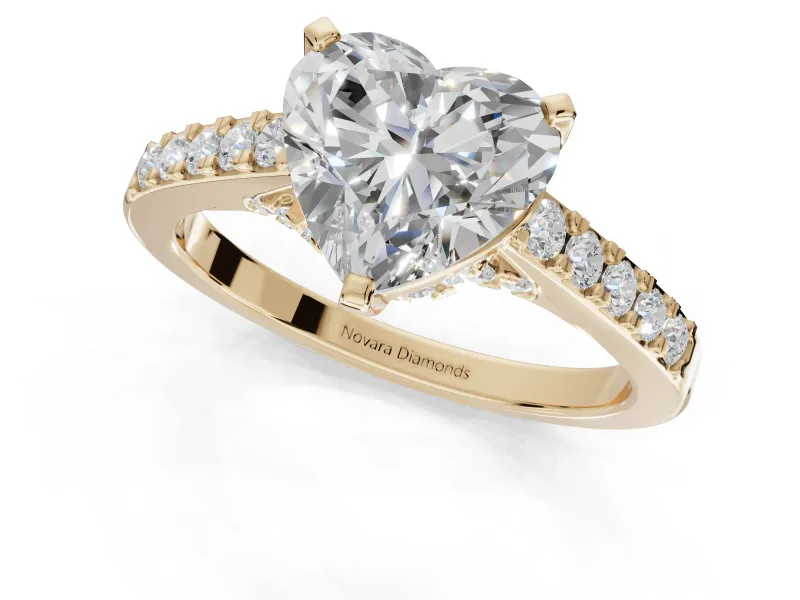 Heart-Shaped Pavé Solitaire Engagement Ring Setting | Crossover Gallery | Yellow Gold
