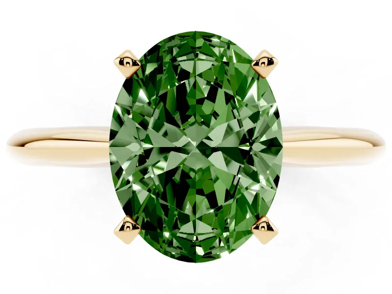 Oval Solitaire Engagement Ring Setting for a Fancy Green Lab-Grown Diamond | Yellow Gold