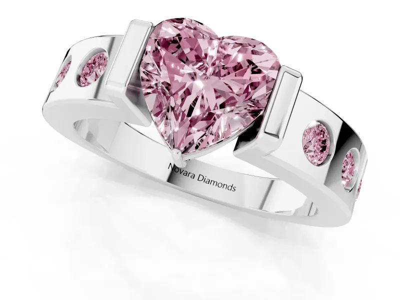 Heart-Shaped Tension Style Engagement Ring Setting for a Fancy Pink Lab-Grown Diamond | White Gold