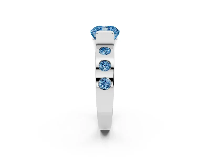 Cushion Cut Tension Style Engagement Ring Setting for a Fancy Blue Lab-Grown Diamond | Platinum