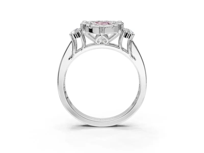 Pear-Shaped Halo Engagement Ring Setting for a Fancy Pink Lab-Grown Diamond | Graduated Channel Band | White Gold