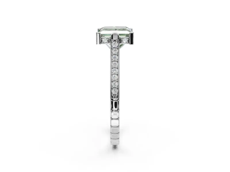 Princess Cut Engagement Ring Setting for a Fancy Green Lab-Grown Diamond | Sterling Silver - Design NV-24586