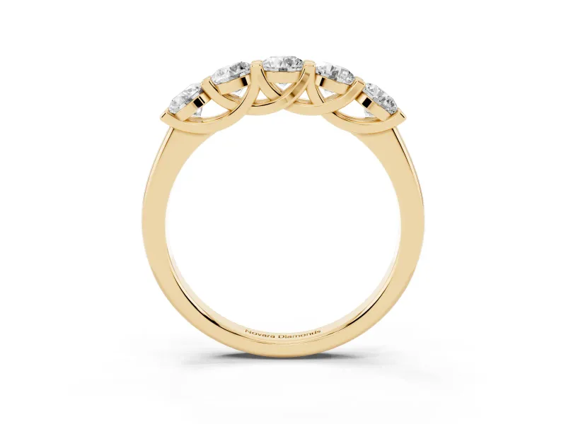 Round Diamond Half Eternity Band Set in Yellow gold with Prong-Set Stones