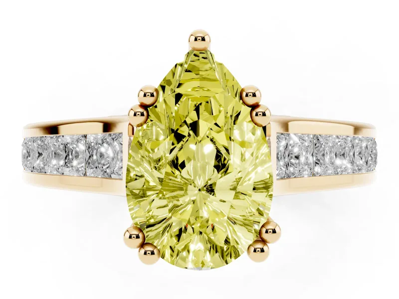 Pear-Shaped Channel Engagement Ring Setting for a Fancy Yellow Lab-Grown Diamond | Yellow Gold - Design NV-24671
