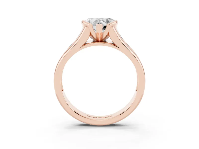 Heart-Shaped Half Bezel Solitaire Engagement Ring Setting | Graduated Channel Band | Rose Gold