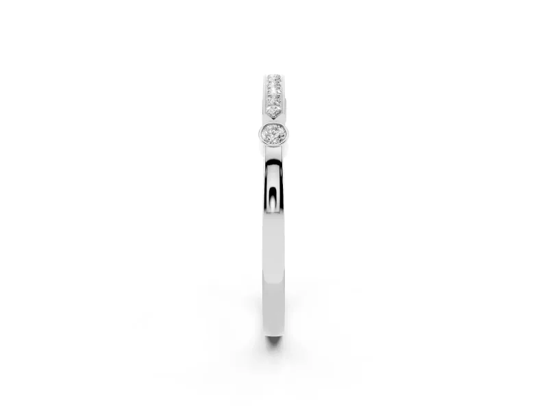 Round Diamond Pavé Bar Station Ring Set in White gold with Channel Setting
