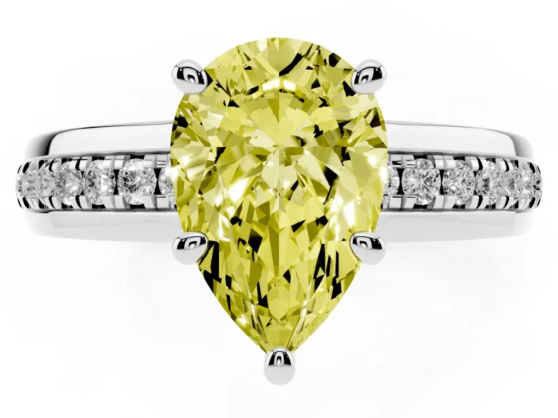 Pear-Shaped Channel Set Engagement Ring Setting for a Fancy Yellow Lab-Grown Diamond | Rope Collar | Sterling Silver