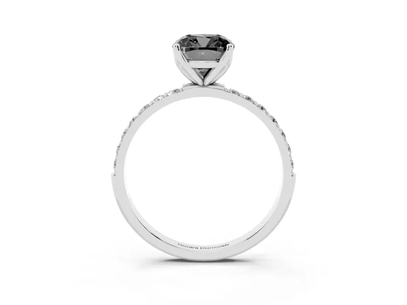 Cushion Cut Pavé Solitaire Engagement Ring Setting for a Black Center | Slim Band | Platinum
