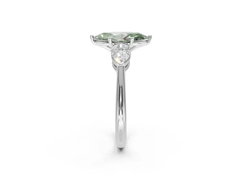 Marquise 3-Stone Engagement Ring Setting for a Fancy Green Lab-Grown Diamond | Sterling Silver