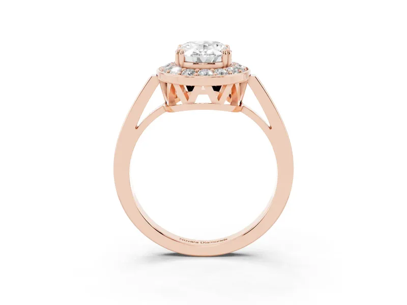 Oval Halo Engagement Ring Setting | Polished Halo Rim | Rose Gold