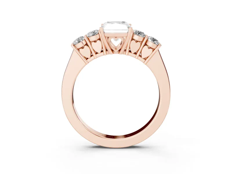 Radiant Cut Close Set Five Stone Engagement Ring Setting | Rose Gold