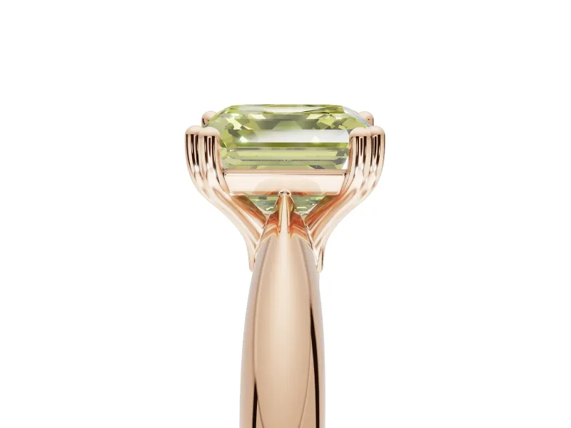 Princess Cut Tapered Solitaire Engagement Ring Setting for a Fancy Yellow Lab-Grown Diamond | Rose Gold