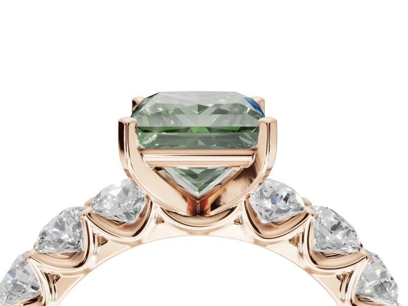 Princess Cut Engagement Ring Setting for a Fancy Green Lab-Grown Diamond | Rose Gold - Design NV-24455